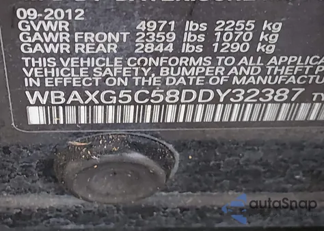 2013 BMW 528I z USA, uszkodzony, nr VIN WBAXG5C58DDY32387